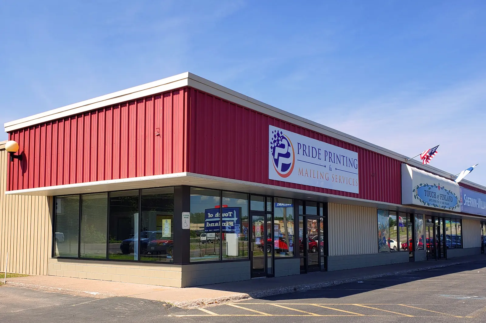 The Pride Printing & Mailing Services building on US Highway 41 West in Marquette